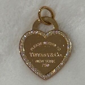 TIFFANY & CO. 18K Diamond Heart Charm Pendant